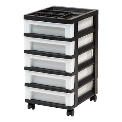 5-Drawer Storage Cart Black/Pearl