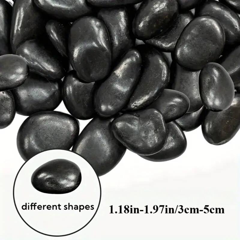 Anmytek Polished Black River Rocks, Smooth Glossy Pebbles for Vases, Candle Holders, Potted Plants, Garden Pathways