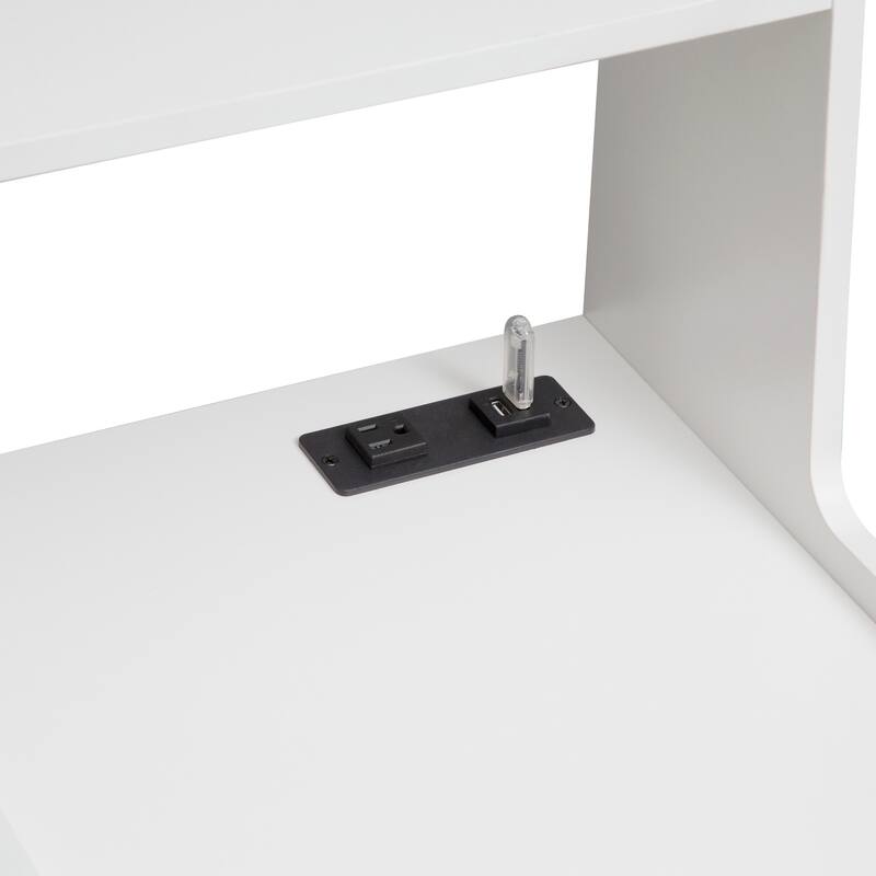 2-Piece Smart Nightstand Set – USB Charging + Night Light – Bedside Storage & Shelf