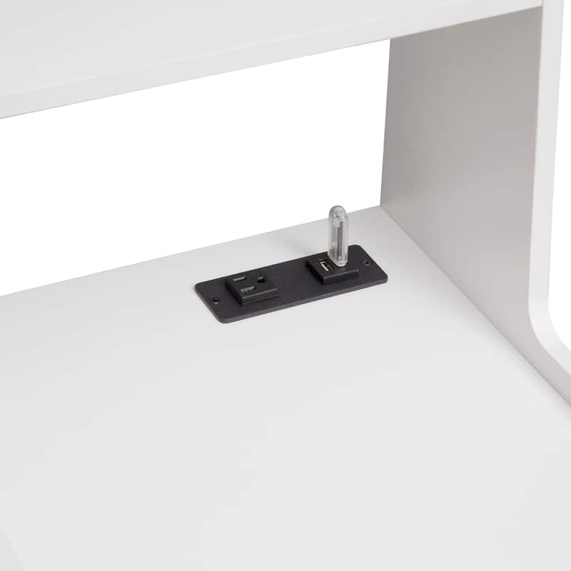 Bookshelf Nightstand with Charging Station