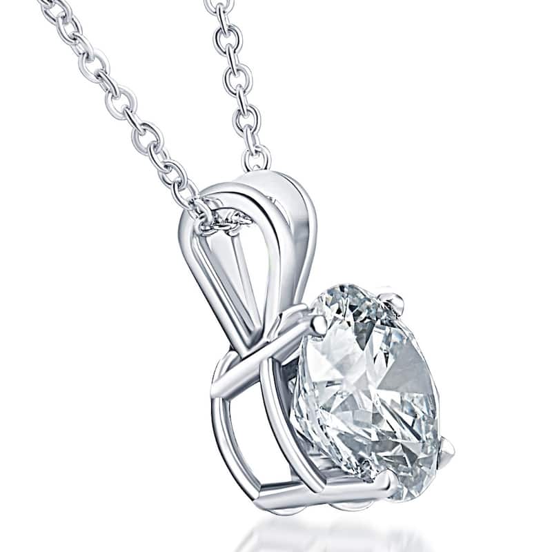 2Ct Solitaire Round Diamond Necklace in White Gold Lab Grown Pendant