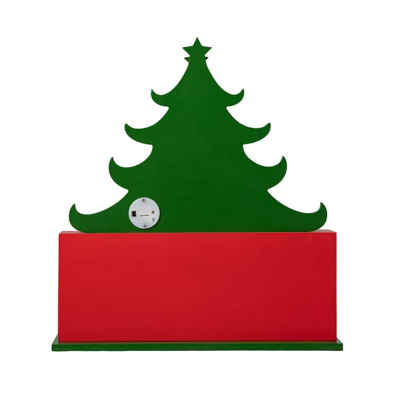 Glitzhome 15.25"H Lighted Wooden Christmas Tree Advent Calendar Decor - Multicolor