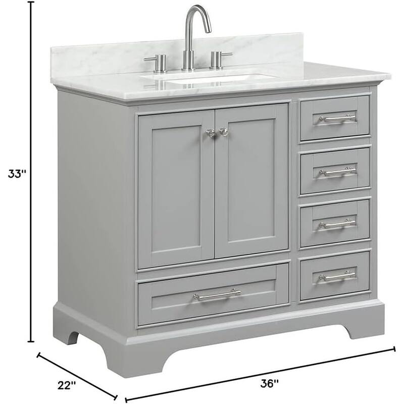 Blossom Copenhagen 36" Solid Wood Bathroom Vanity w/ Marble Top & Sink