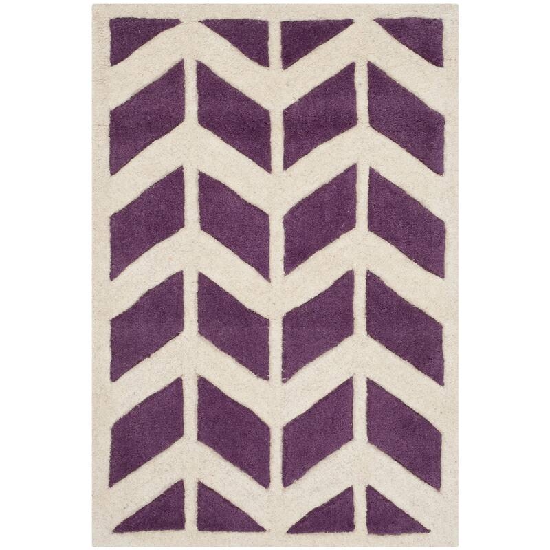 SAFAVIEH Handmade Chatham Aloyse Modern Wool Rug - 2' x 3' - Purple/Ivory