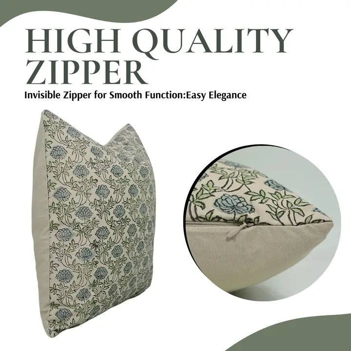 Block Print Boho Cotton Satin Pillow Cover- Khoobsurat