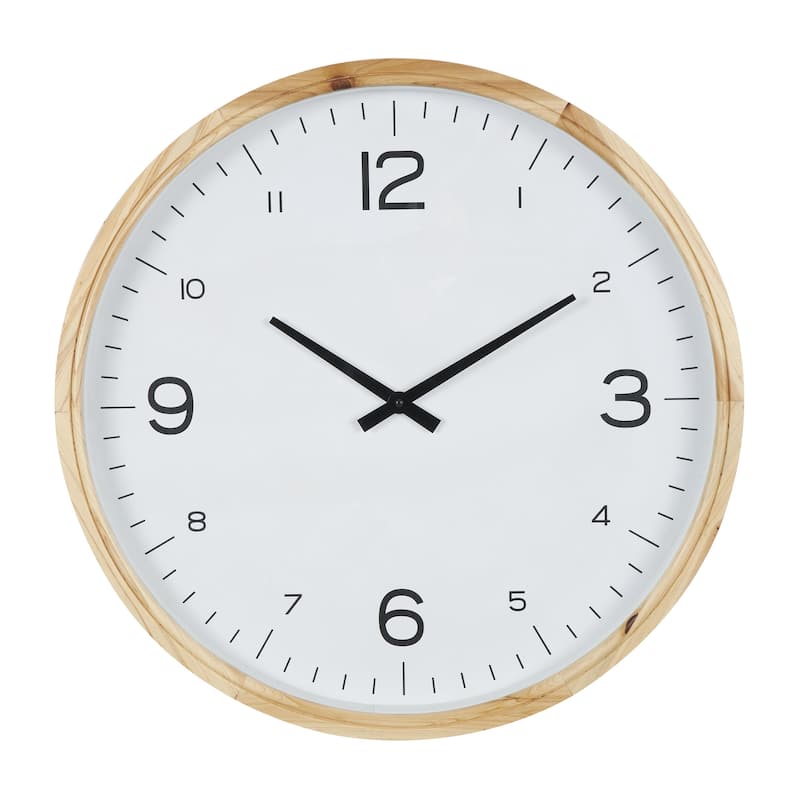 Wood Decorative Wall Clock with White Backing - Light Brown - Roche River Decor - Light Brown - 23"W, 23"H