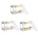 preview thumbnail 8 of 25, Twin over Twin Size Wooden Bunk Bed with Slide & Ladder & Door, Safety Guardrails Floor Bed, White