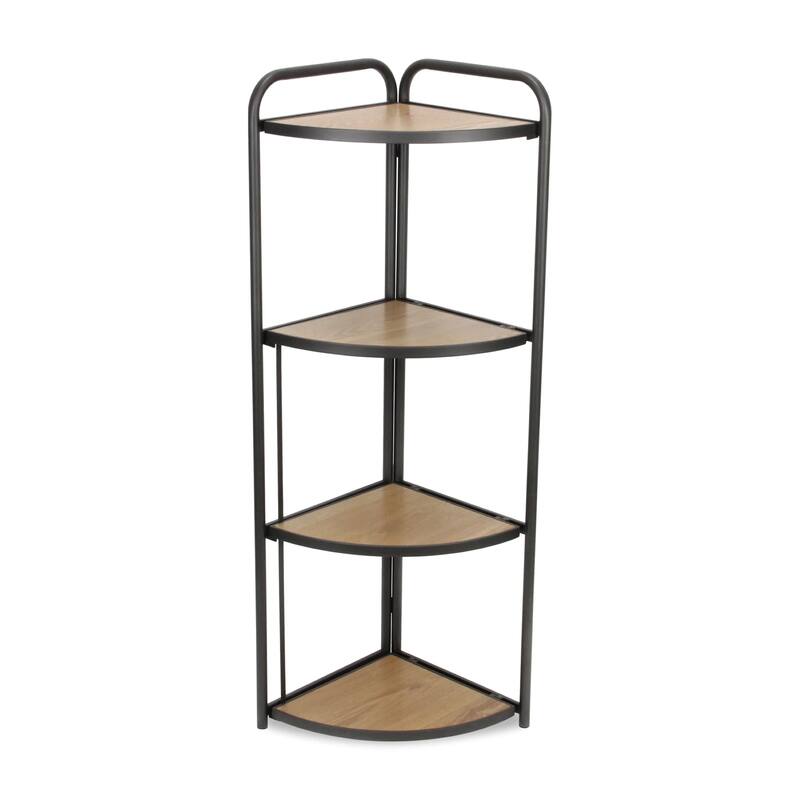 Handmade Four Tier Foldable Corner Shelf - 46.5" - Brown and Gray
