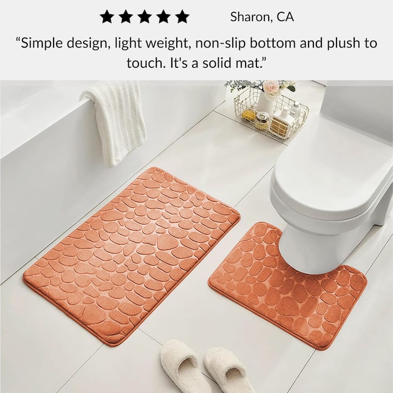 Memory Foam Contour Bath Mat Pebble Design 18x20