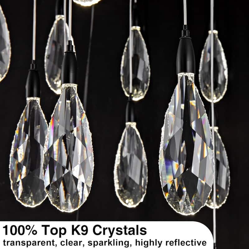 KAYLA 45in Long Crystal Chandelier 43-Lights Gold Large Spiral Staircase Chandeliers