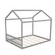 preview thumbnail 5 of 7, House-shaped Bed Frame Gray Queen Size Bed with Roof and Fence Headboard for Kids Cabin Lodge Toddler Floor Bed House Bed