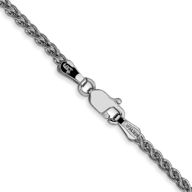 Curata 14k White Gold 2.25mm Solid Spiga Chain Bracelet Lobster Claw