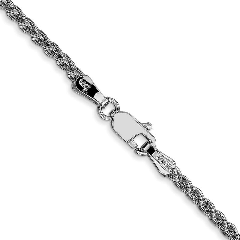 Curata Women's 14k White Gold 2.25mm Solid Spiga Chain Anklet - 9 Inch - Lobster Claw