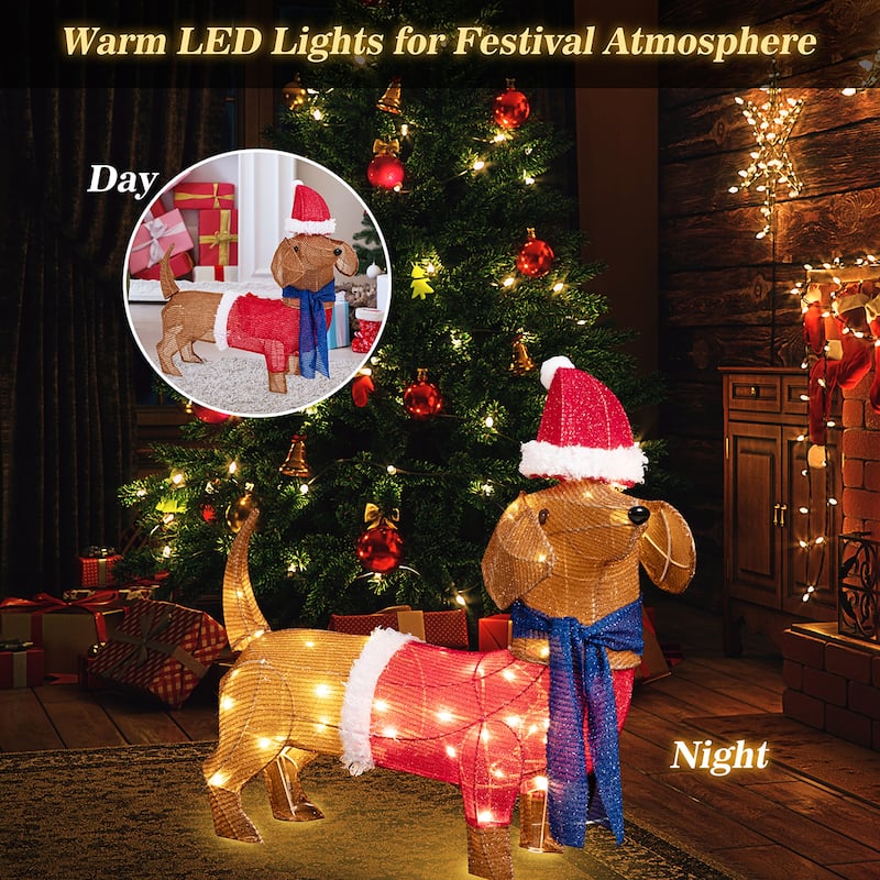 Futzca Christmas Light Holiday Reindeer & Sleigh