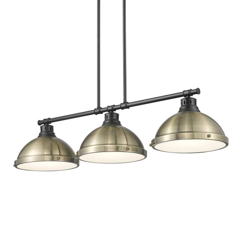 Yep by Golden Lighting Duncan 3-light Island Light in Matte Black and Aged Brass shade