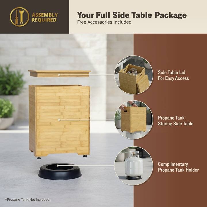 Kinger Home Harmony 43-Inch Large Square Outdoor Propane Gas Fire Pit Table - 43" L x 43" W x 14" H