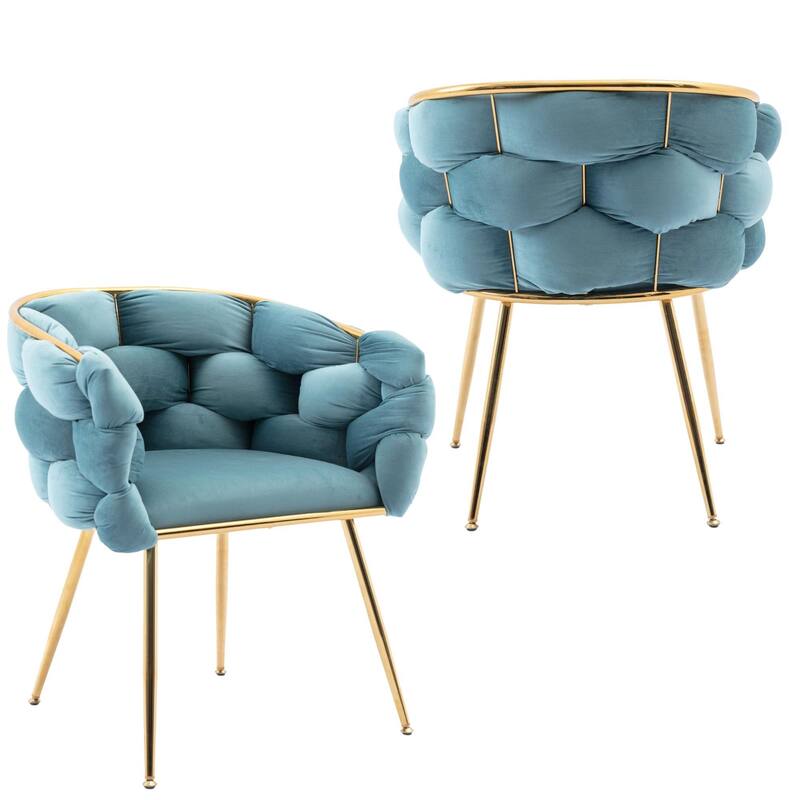 Modern Luxury Velvet Single Sofa Chair, Set of 2 - Blue