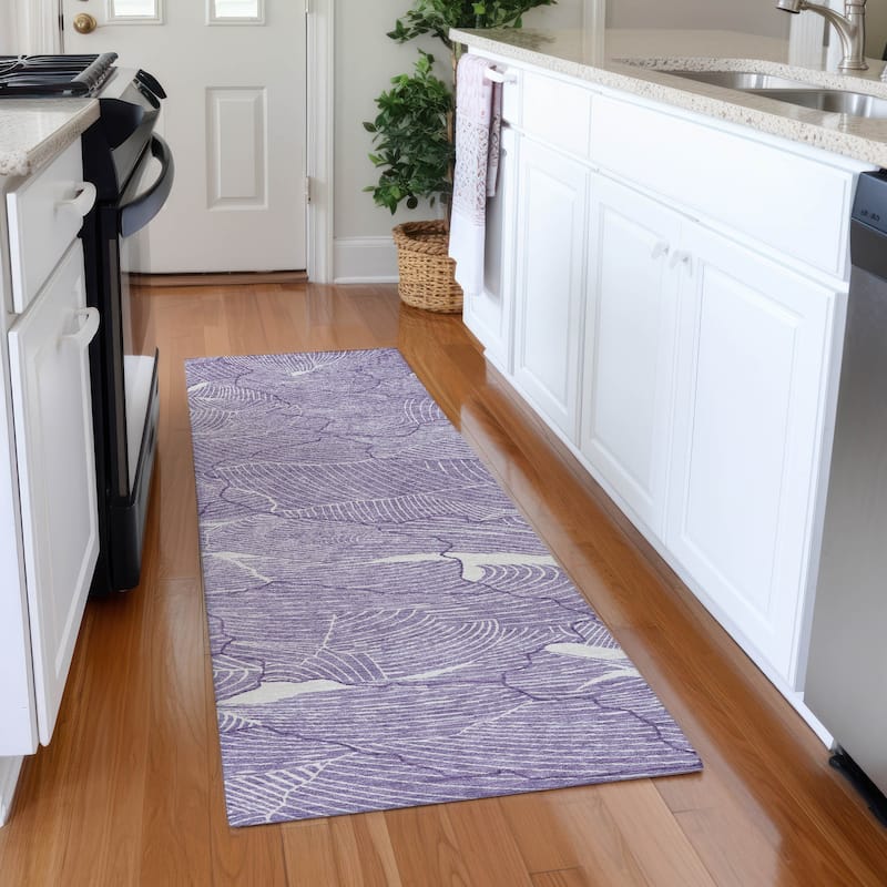 Premium Washable Super Soft Contemporary Puzzle Mayfield Rug - Purple - 2'3" x 7'6"