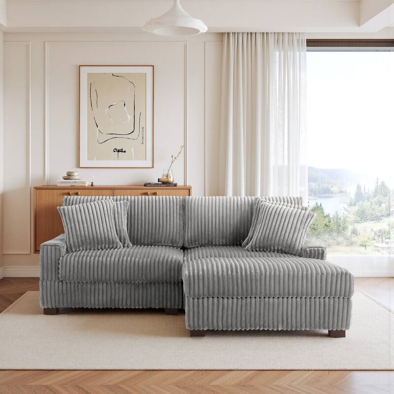 Modular Armchair and Ottoman Set with Adjustable Headrest, Flannel Upholstery