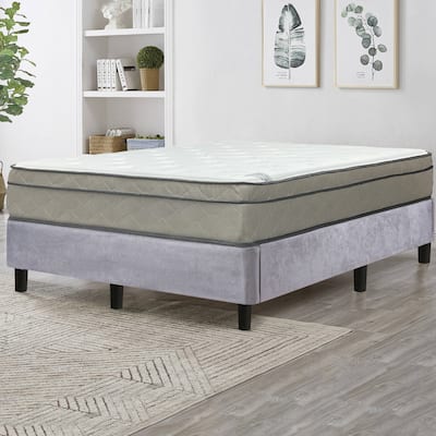 Onetan Mattress and Platfrom Bed Set, 13-Inch Ultra Plush Euro Top Hybrid Mattress and 13" Wood Premium Platform Bed