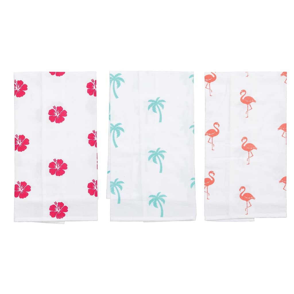 Tropics Printed Cotton Flour Sack Kitchen Towel Dishtowel Set of 3 - Set of 3