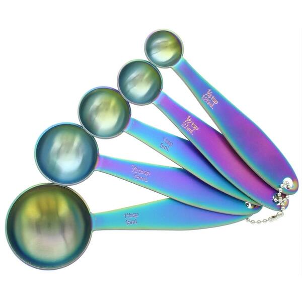 Farberware Set of 5 Stainless Steel Iridescent Measuring Spoons Bed
