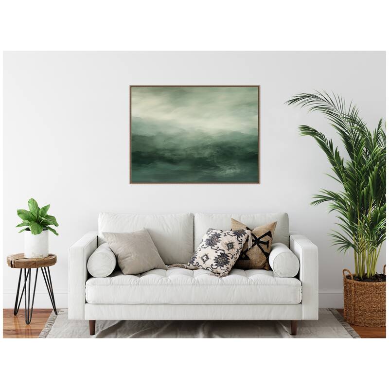 Kate and Laurel Tonal Abstract Sage Landscape by The Creative Bunch Studio Framed Canvas Wall Art Print