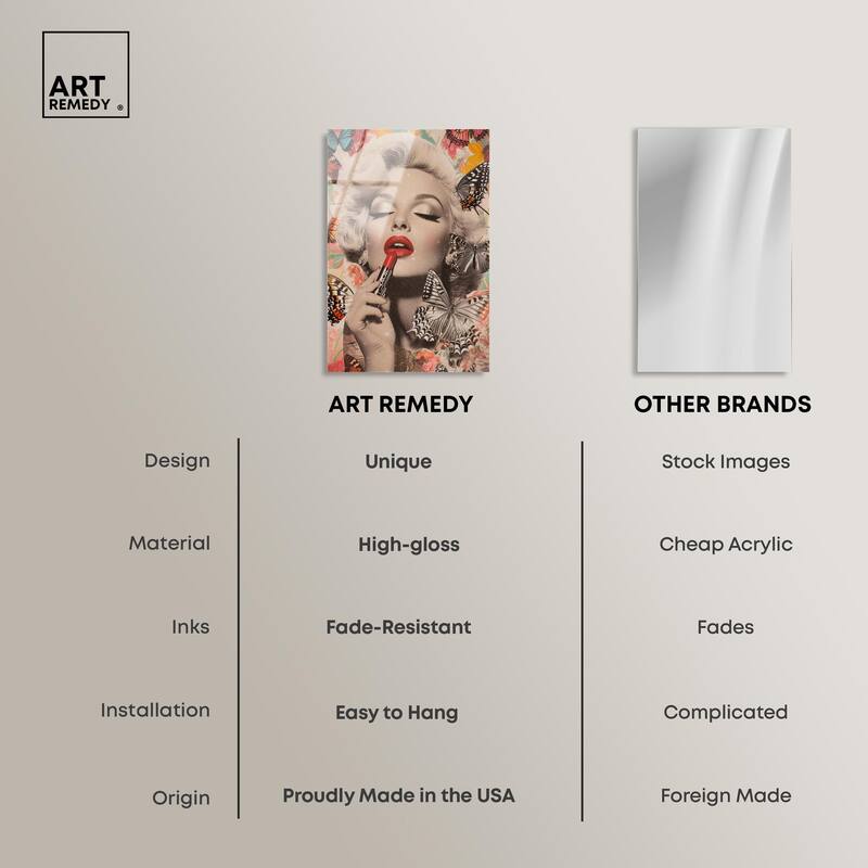 Iconic Lady Butterfly Collage Acrylic by Art Remedy, Ready to Hang