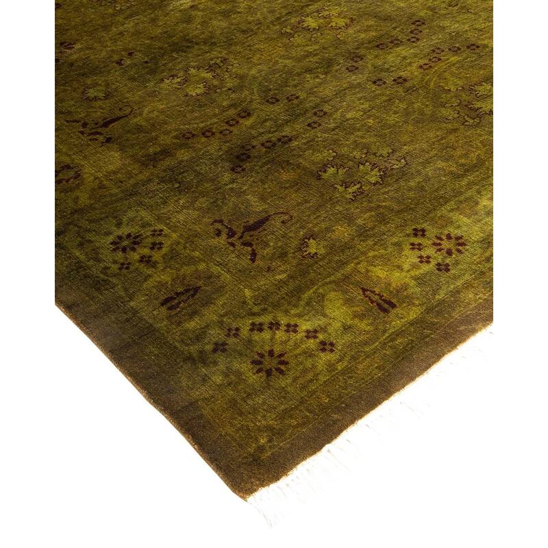 Overton Hand Knotted Wool Vintage Inspired Modern Contemporary Overdyed Brown Runner Rug - 3' 0" x 10' 8"