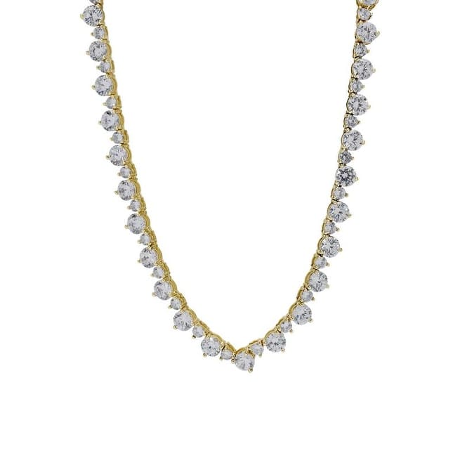 Victoria Townsend Gold over Sterling Silver AAA Cubic Zirconia Graduated Tennis Necklace