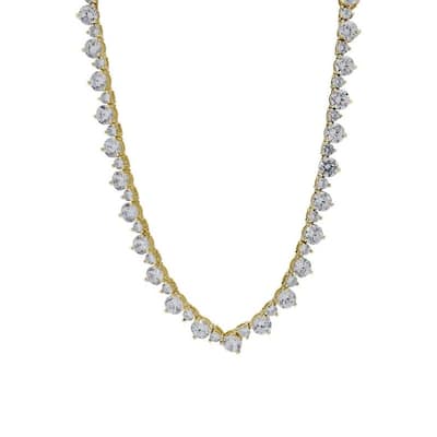 Victoria Townsend Gold over Sterling Silver AAA Cubic Zirconia Graduated Tennis Necklace