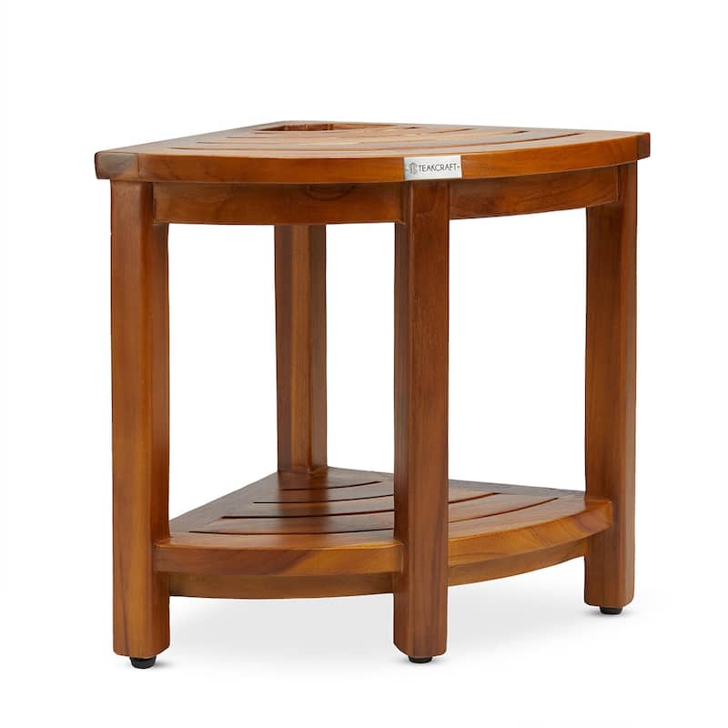 TeakCraft The LOKI, Teak Corner Bench With Basket
