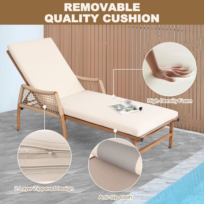 Outdoor Aluminum Chaise Lounge Chair with 6 Adjustable Backrest