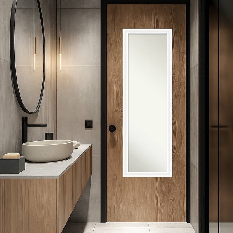 Oliver Narrow Non-Beveled Wood Framed Full-Length On the Door Mirror