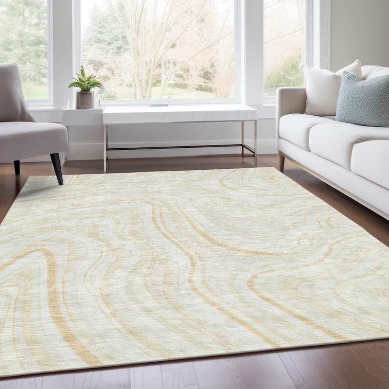 Machine Washable Indoor/ Outdoor Chantille Contemporary Abstract Rug