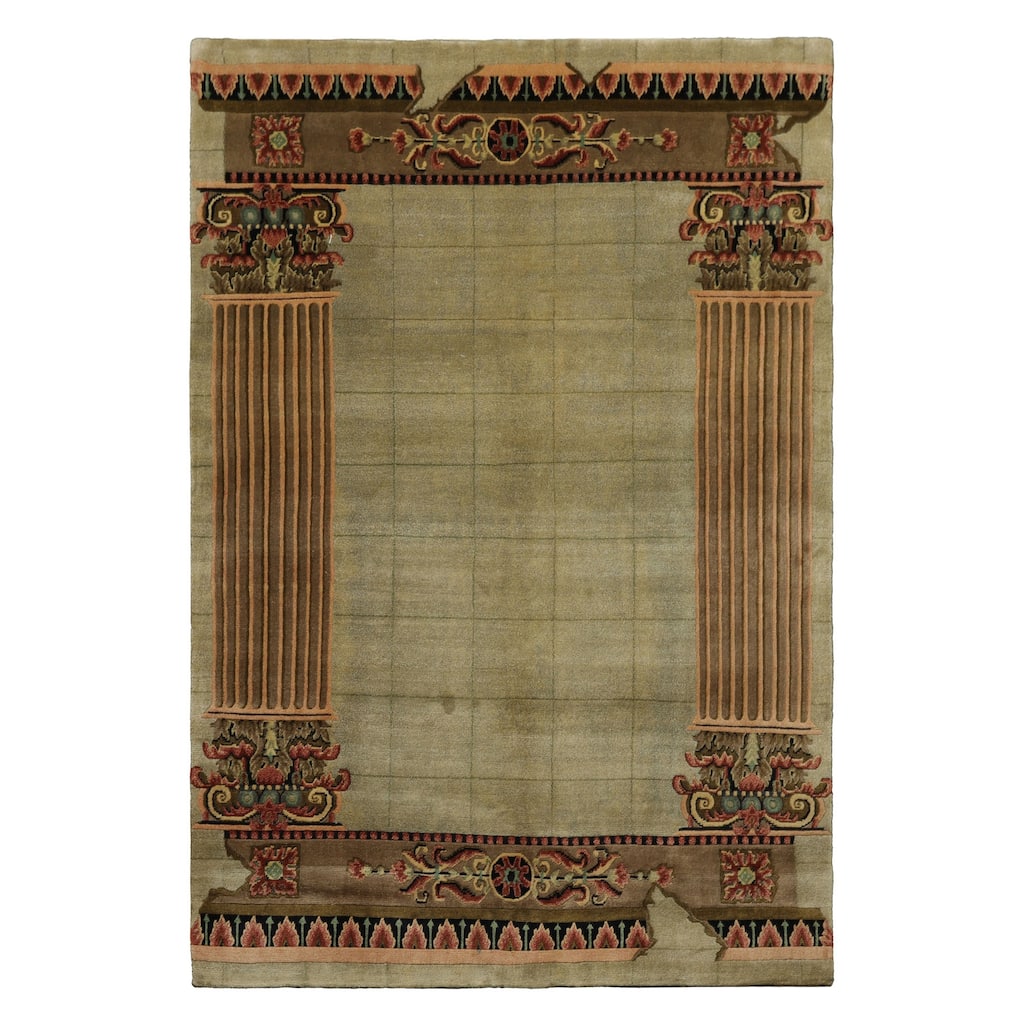 6x8'10'' Hand Knotted New Zealand Wool Mint Plush Pile Tibetan Traditional Rug - 6' x 8' 10''
