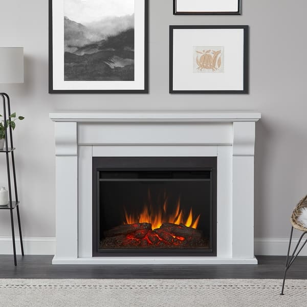 slide 1 of 10, Whittier Grand Electric Fireplace in Rustic White