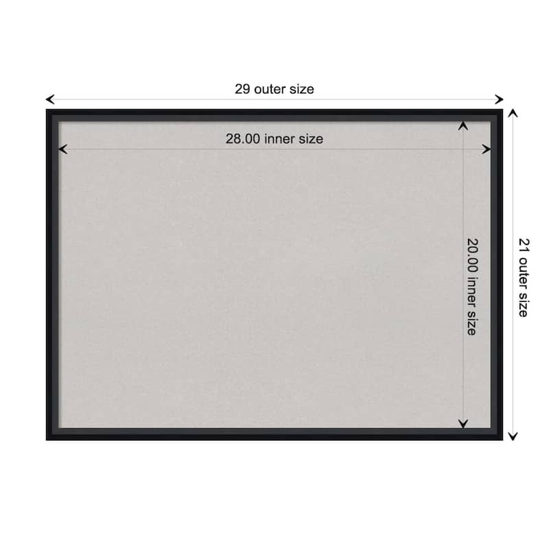 Lucie Wood Framed Grey Corkboard Bulletin Board - Lucie Black - Board Size 28x20