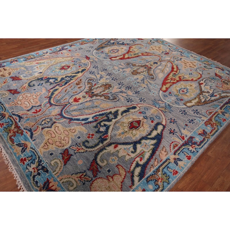 Oushak Indian Area Rug Handmade Wool Carpet - 8'1"x 9'7"