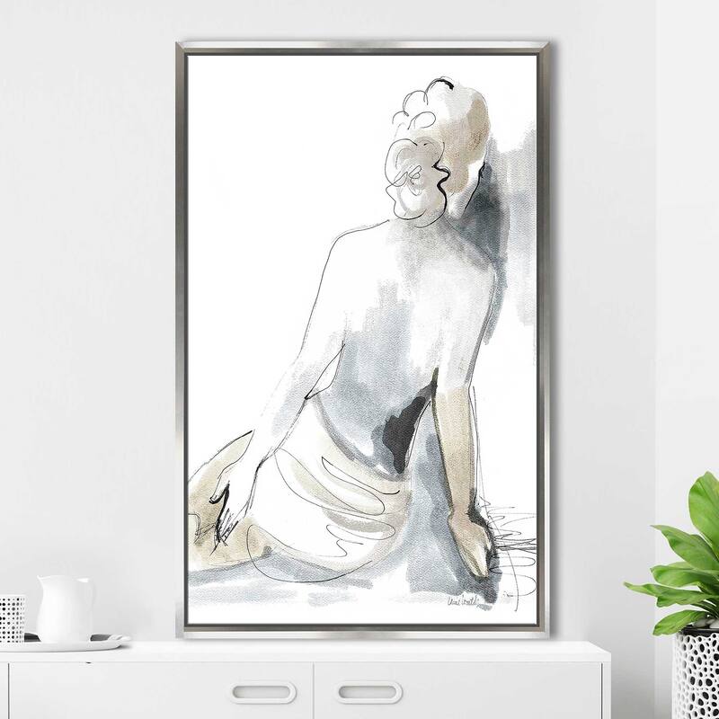 "Neutral Seated Nude" Print on Floating Canvas