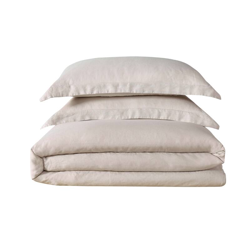 Brooklyn Loom Natural Flax Linen 3-piece Duvet Cover Set - Natural - King
