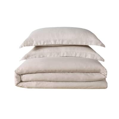 Brooklyn Loom Natural Flax Linen 3-piece Duvet Cover Set
