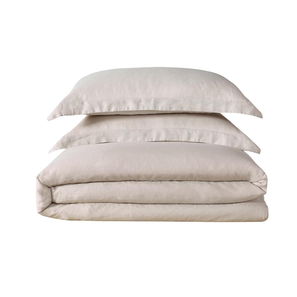 Brooklyn Loom Natural Flax Linen 3-piece Duvet Cover Set