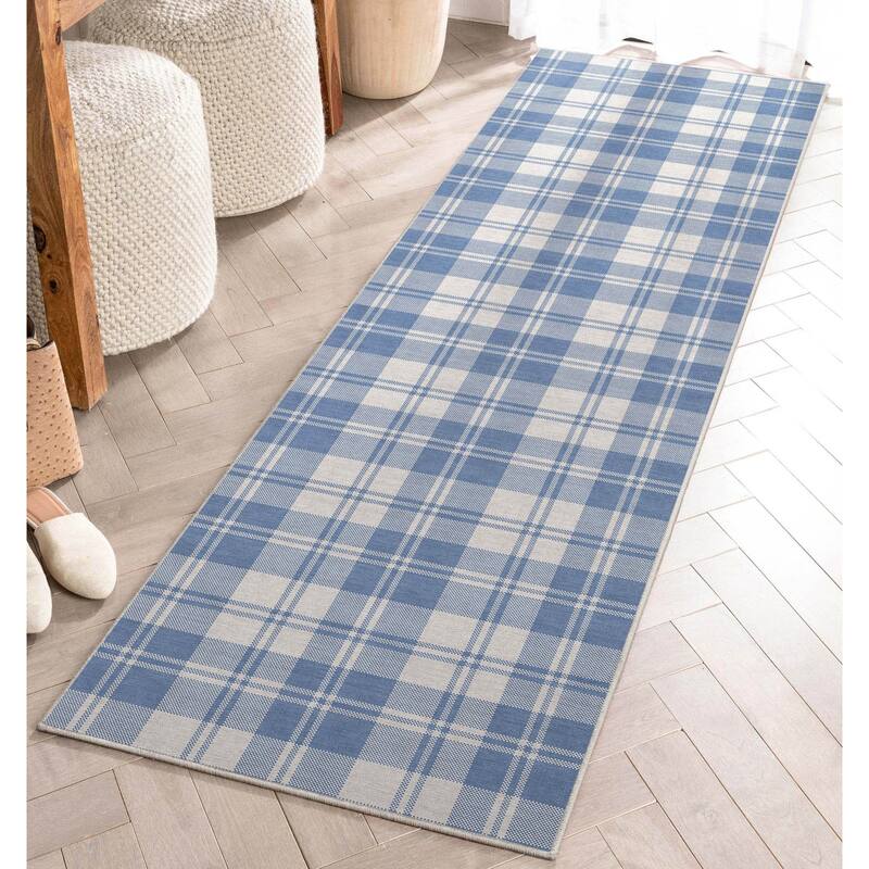 Well Woven Apollo Plaid Farmhouse Geometric FlatWeave Rug