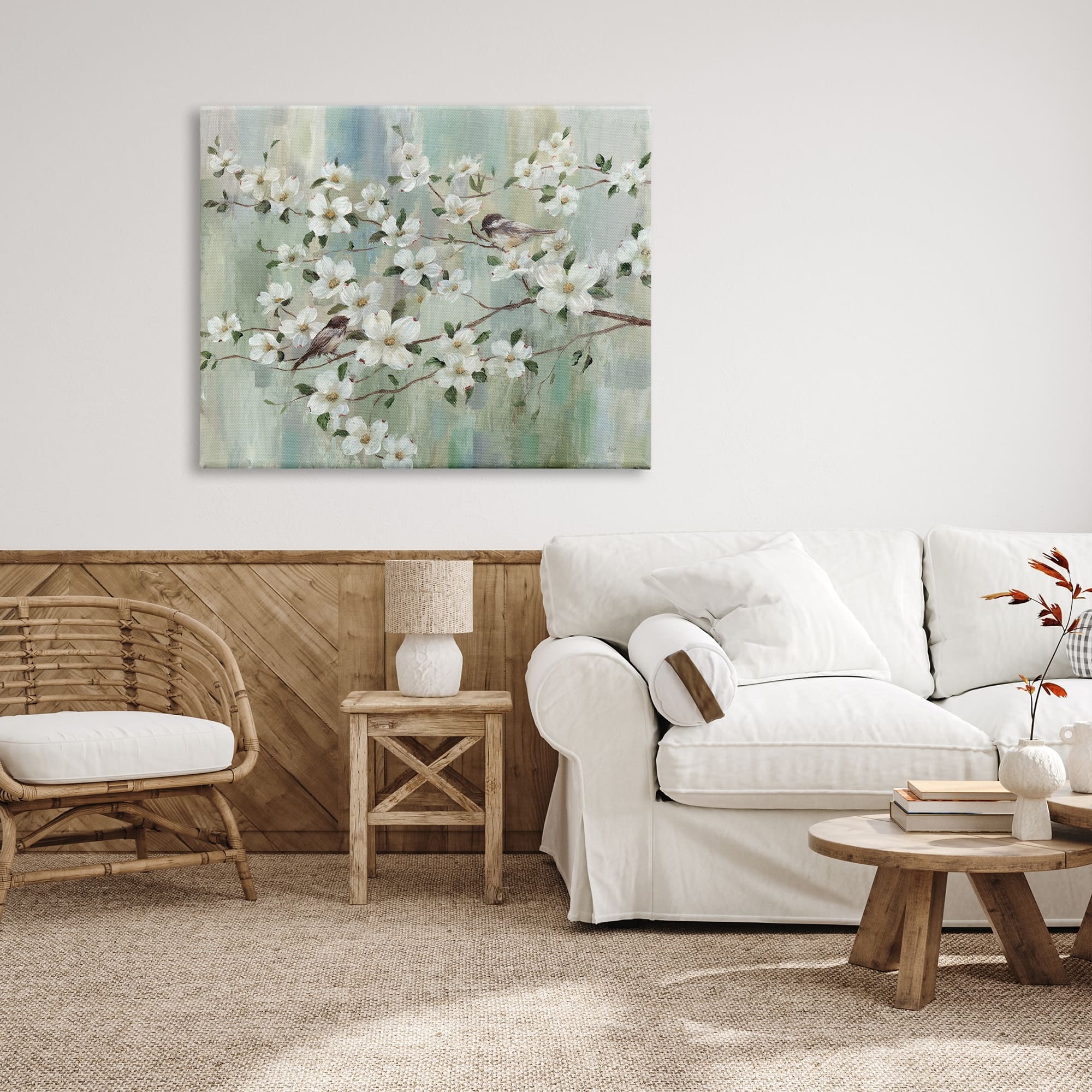 Stupell Delicate Cherry Blossom Flowers Perched Birds Classic Painting ...