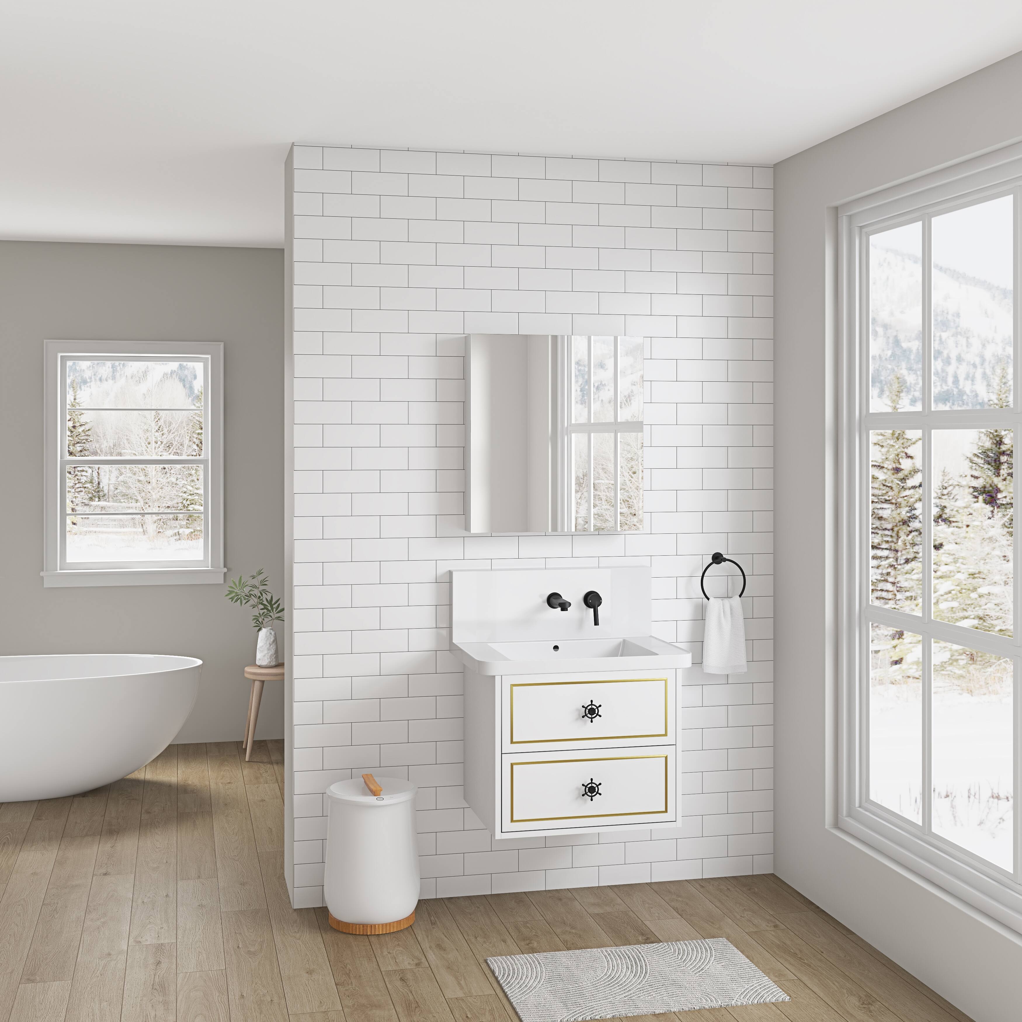 Recessed Bathroom Medicine with Mirror, Storage White