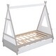 preview thumbnail 5 of 6, Twin Tent Floor Bed with Trundle, Pine Wood, Sturdy Kids' Bed