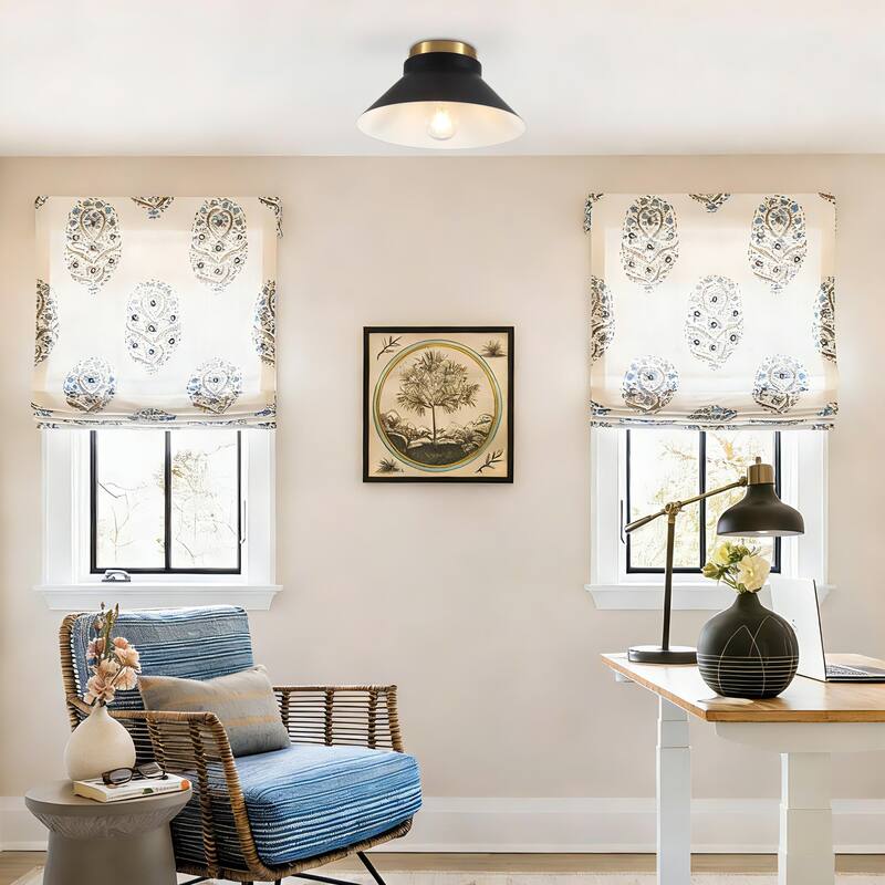 Modern Black Gold Flush Mount Ceiling Light for Hallway Stairway Foyer - Matte Black