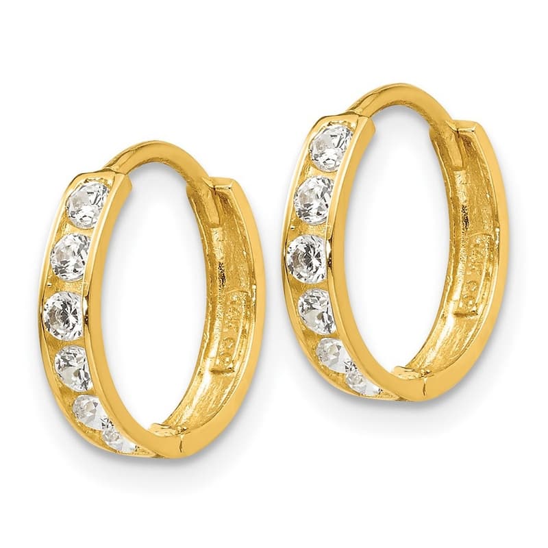 Curata 14k Yellow Gold Madi K Cubic Zirconia for boys or girls Hinged Hoop Earrings