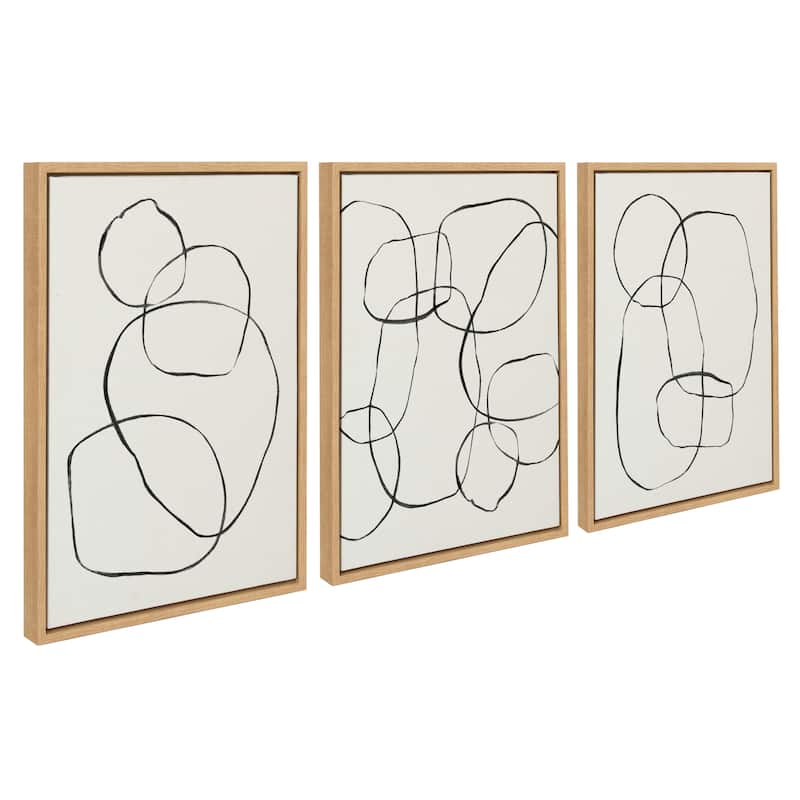 Kate and Laurel Sylvie Circles Framed Canvas by Teju Reval - Natural